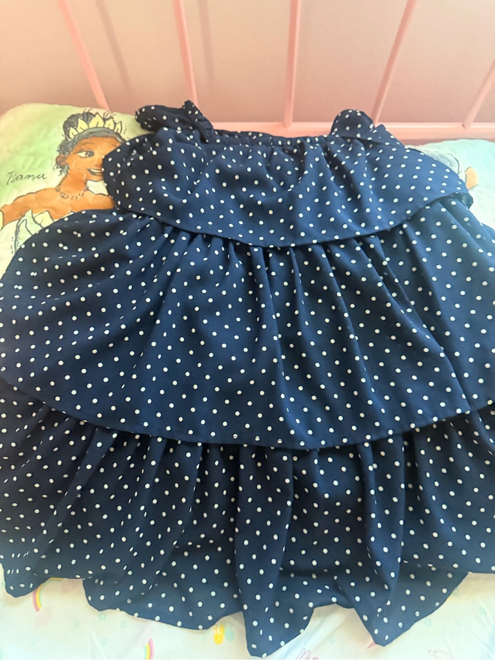 Janie and Jack Navy and White Polka Dot Tiered Skirt
